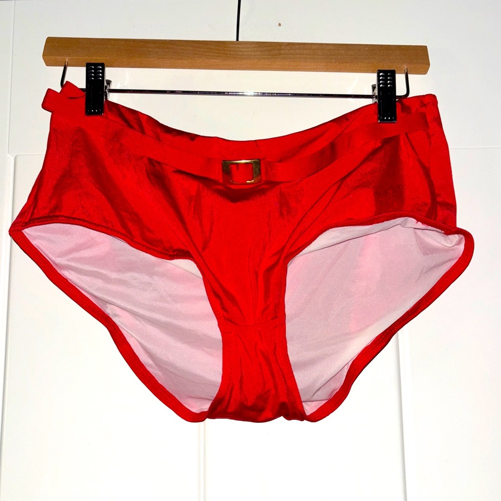 Fantasie Women Red Mid Rise Boyshort Bikini Swim Bottom Size L Beach Vacation